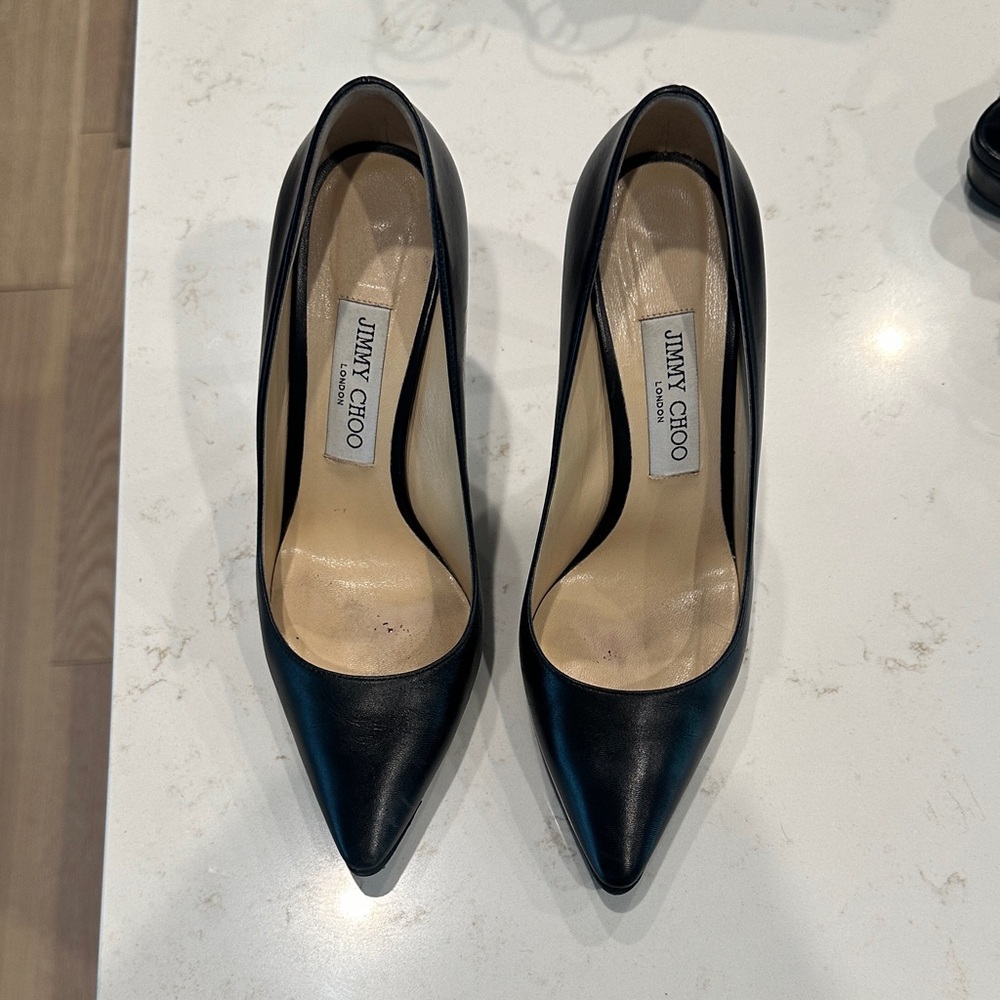 Jimmy Choo Black Leather Heels